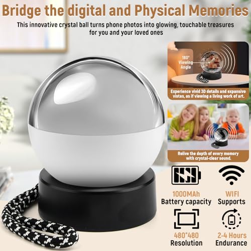 Fotokugel Memory Sphere, Personalisierte Erinnerungskugel Video Kugel, 2.7 Inch Erinnerungskugel Crystal Video Sphere Player,Valentinstagsgeschenk, Hochzeitsgeschenk für Frauen Männer Familie Freunde