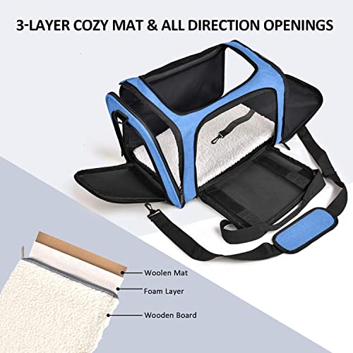 Image of PETANGEL Airline Approved Cat Carriers Small Dog Carrier Pet Carrier Bag for Kitten Puppies up to 4Kg, Small Dog Carrier Soft Sided, Collapsible Travel Puppy Carrier (Size: S, Blue)