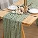 Fixwal 8 Pack Sage Green Cheesecloth Table Runners, Pleated Boho Gauze Table Runner, Long Semi-Transparent Table Decorations for Christmas Dinner, Parties, Birthdays and Weddings(35x120 Inch)
