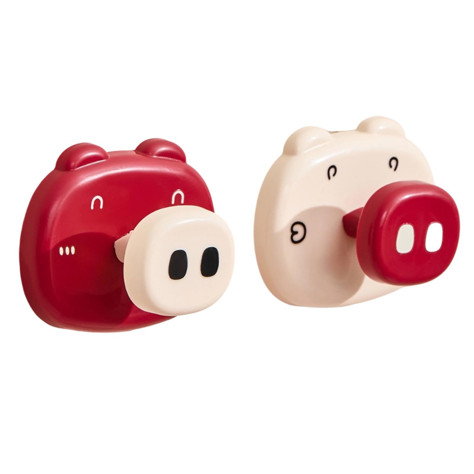 Msioytog Red 2Pcs Pigs Theme Adhesive Wall Hook Bathroom Decoration Space Saving Organizers Quick Releases Suction Systems Vacuum Adhesive Hooks