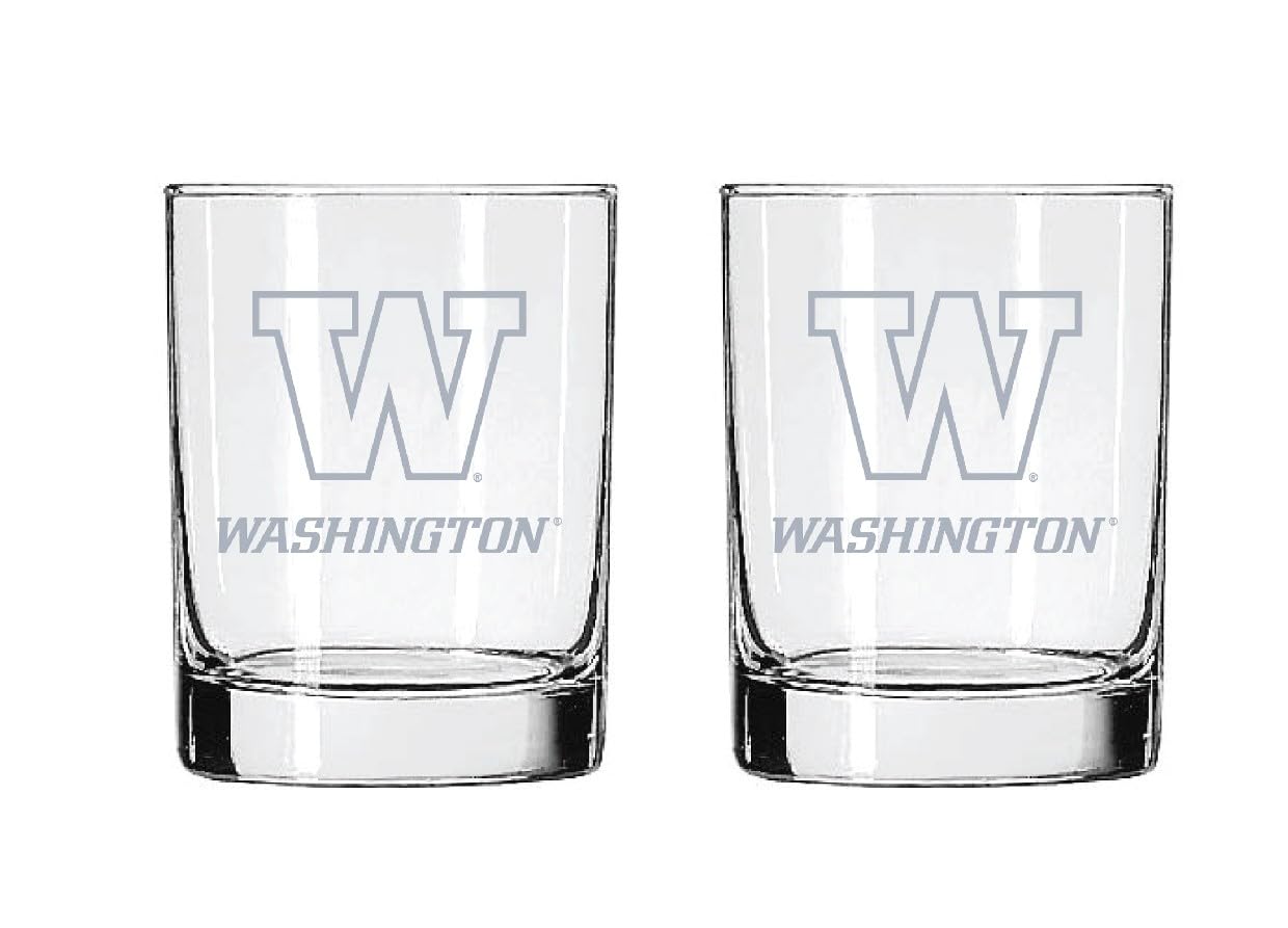 Washington Huskies 2-Sided Satin Finish Rock Glass Set of 2 14oz