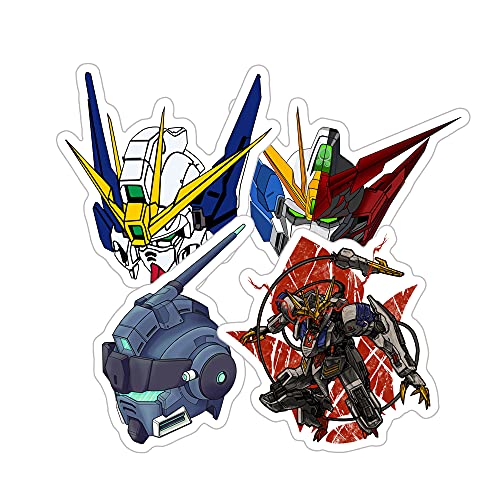 Mobile Suit Gundam Wing with Zero GN 001 Exia SD Pale Rider Epyon Wing Zero Barbatos Lupus Rex x Tekkadan Gundam Sticker for Phone, Laptop, Skateboard,