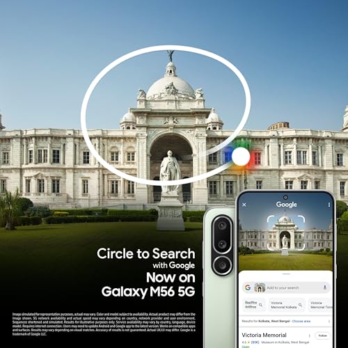 Image of Samsung Galaxy M56 5G Mobile (Light Green,8GB RAM,128GB Storage)| Segment Slimmest | Gorilla Glass Victus+| 10 Bit HDR Video| 50MP Camera| AI | Vapour Cooling Chamber| Lag-free Gaming| Without Charger