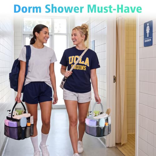 Image of EUDELE 2 Pack Mesh Shower Caddy Portable for College Dorm Room Essentials, Shower Caddy Dorm with 9-Pocket Large Capacity,Shower Bag for Beach,Swimming,Gym