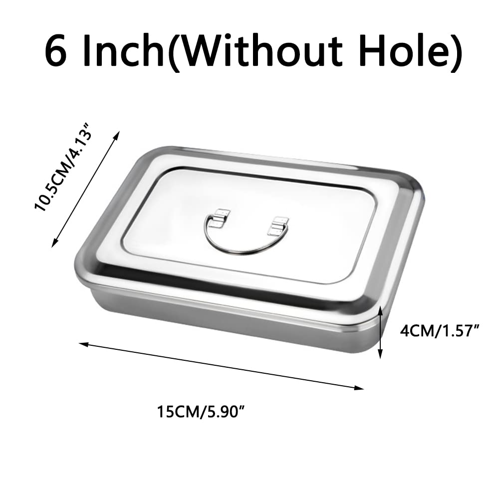 304 Edelstahl Medizinische Sterilisator Box Chirurgische Instrumente Aufbewahrungsboxen für professionelle Chirurgie, Tierärzte, Schönheitssalon, Zahnarztgebrauch (15,2 cm (ohne Loch))