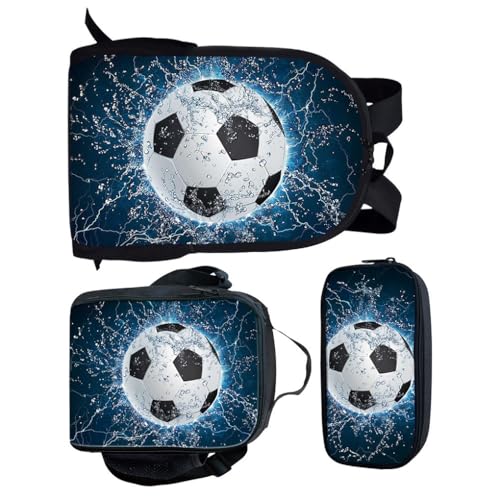 Zambuph Breites Anwendungsspektrum: Kinderrucksack Set, großes Fassungsvermögen, einzigartiger und stilvoller Schulrucksack aus Polyester mit Fußballdruck