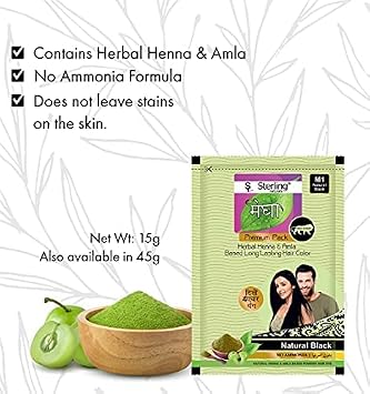 deal Megha Mehandi Hair Care Powder Megha Mehandi 15gm(Pack of 6) for Natural Hair Color Solution | for Men & Women (M1 Natural Black)