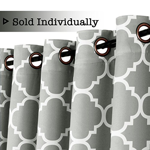 H.versailtex Extra Wide Blackout Curtain 100X96 Inches Thermal Insulated Curtain For Sliding Glass Door -Grommet Top Patio Door Curtain - Moroccan Tile Quatrefoil Pattern, Dove And White #TOP3
