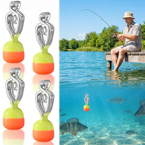 Copkim 4 Pack Depth Finder Ice Fishing Portable Depth Finder Clip-on Water Deep Gauge Instruments for Oceans Lakes Rivers or Coastal Waters(Yellow Orange,Spring Clip)