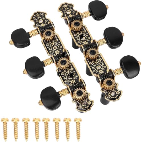 WQAPVHBG Classical Guitar Tuning Pegs 8Pcs Gold & Black