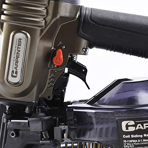 Carpenter Air Tools Ccn65 15 Degree 1-1/2″ To 2-1/2″ Pneumatic Coil Siding Nailer With Tool-Less Depth Adjustment, Drives Wire And Plastic Collated Nails. #TOP5
