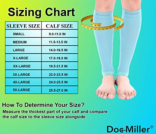 Image of Doc Miller Calf Compression Sleeve - 1 Pair 20-30mmHg Support (Teal, 5X-Large)