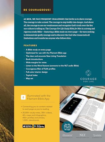 Image of NLT Courage For Life Study Bible for Men, Filament Enabled (LeatherLike, Onyx Lion, Indexed)
