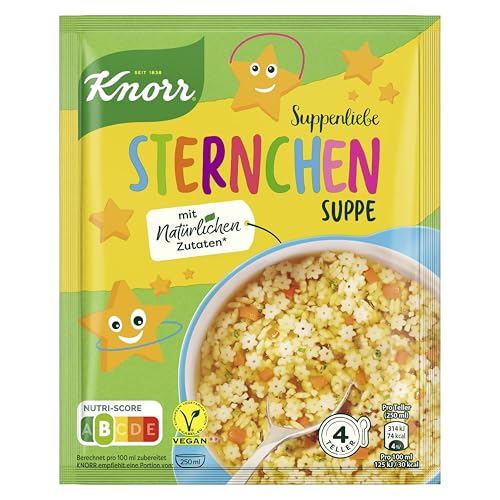 Knorr Suppenliebe Sternchen Suppe leckere schnelle Suppe für Kinder und Erwachsene mit natürlichen Zutaten 4 Teller