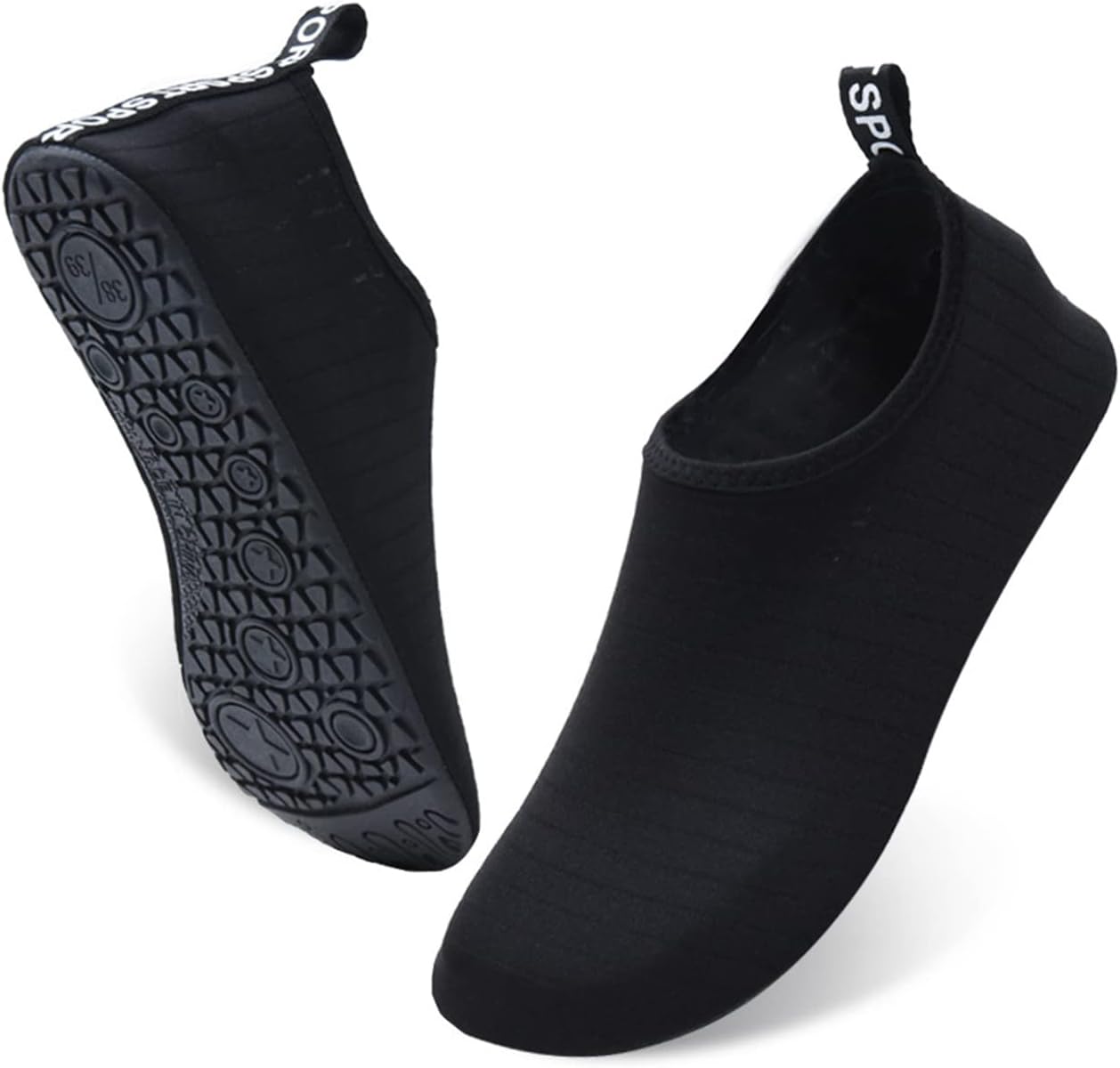 Water Shoes for Women Men, Outdoor Beach Shoes Swimming Aqua Socks Quick-Dry Snorkeling Shoes Surfing Yoga Pool Exercise Water Shoes Size 38/39 EU, Black