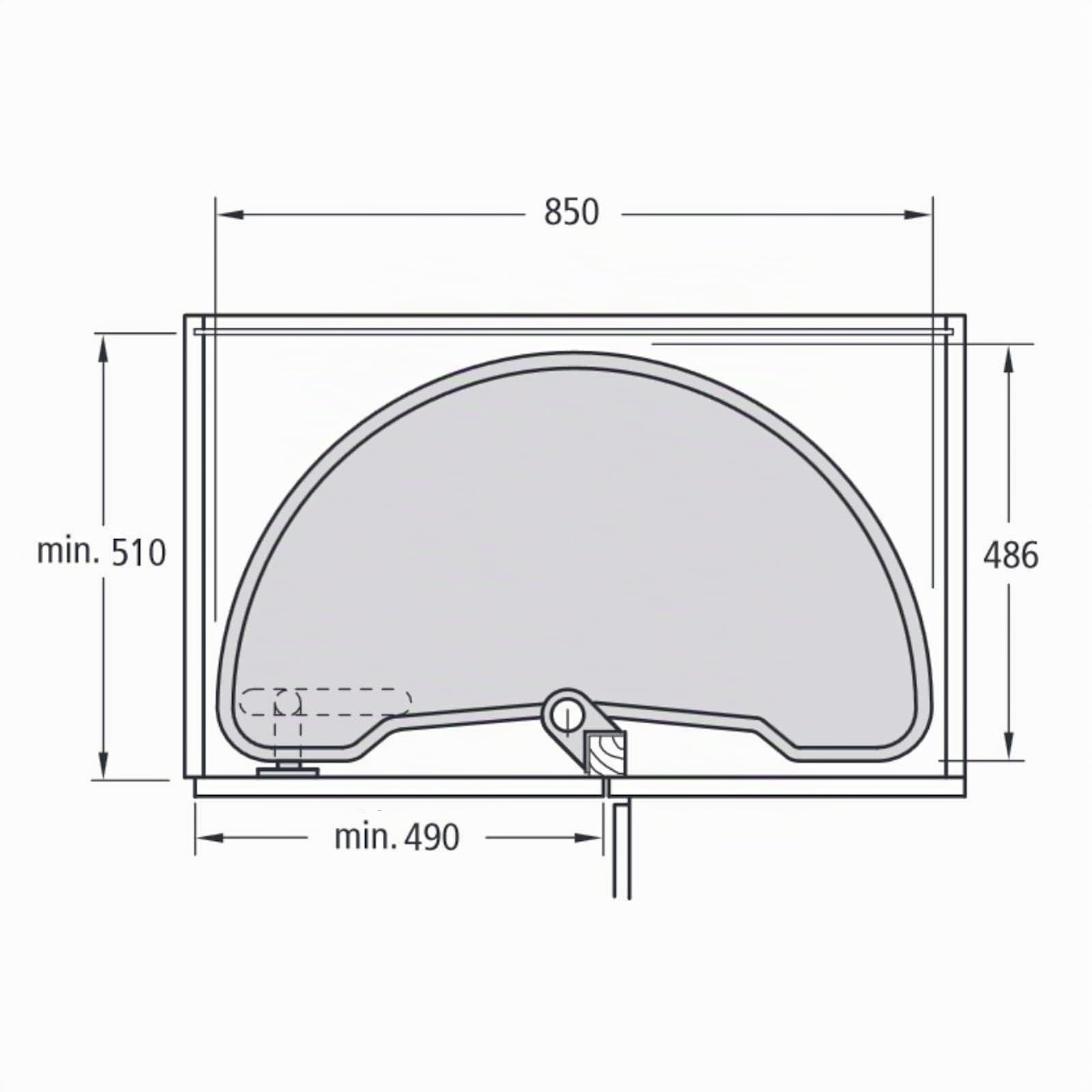 SOTECH Carrousel pour Armoire d’Angle Demi-Cercle Ferrure Pivotante 1000mm 1/2-Fond Circulaire pour Armoire d’Angle de 100cm