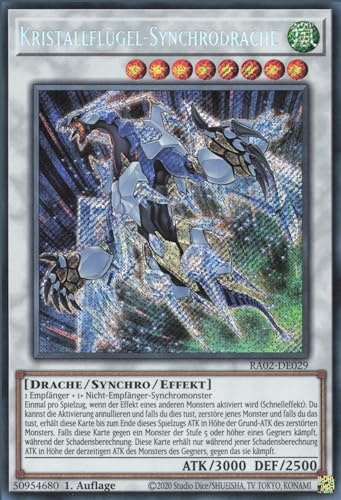 Kristallflügel-Synchrodrache (V.3) RA02-DE029 Secret Rare Deutsch Boosterfrisch 1. Auflage - 25th Anniversary Rarity Collection II - mit ReCollectibles-Versandschutz - für Yu-Gi-Oh!