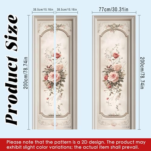 Image of Nuxovilar Rose Bouquet Door Stickers Peel Stick PVC 30.3x78.7 in Cover | Door Stickers Wall Decals Peel Stick Cover Vinyl Art Poster Home Bedroom Living Room (Rose Bouquet)
