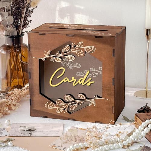 Boîte à cartes de mariage souvenir en bois pour conserver les mots doux de votre réception - 4