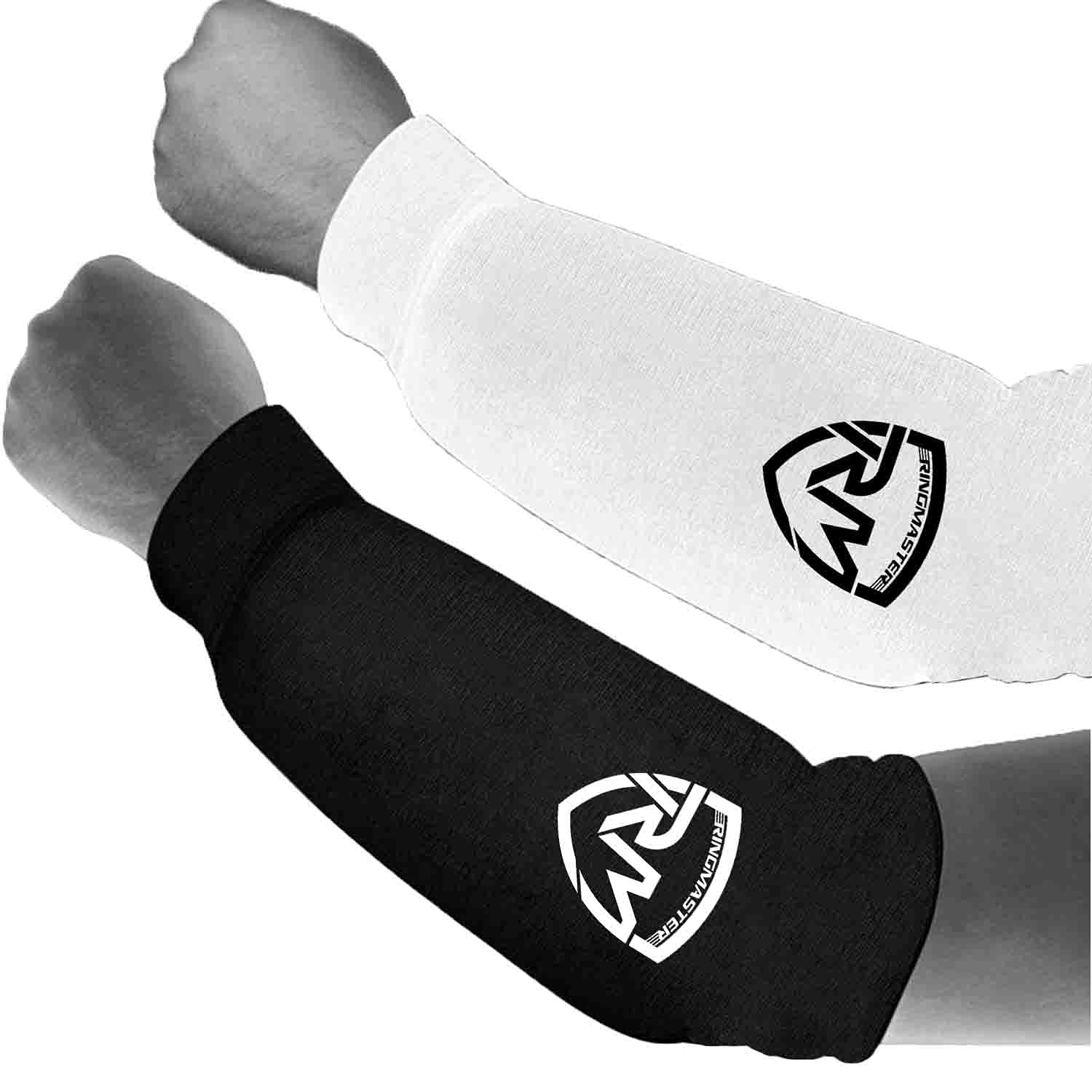 Ringmaster Elastic Forearm Pads Arm Guard Cover Kickboxing Karate MMA Thai Martial Arts Training Adult Kid Youth Weightlifting Archery American Football Girdles (Black, Extra Large) — image 1
