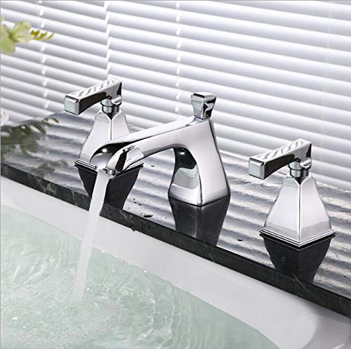 Grifo del baño,Grifo para Lavabo de baño, Grifo para Lavabo de baño, mezcladores de baño montados en Cubierta, Mezclador de Laboratorio Dorado, Grifo para Fregadero de Tres Orificios General