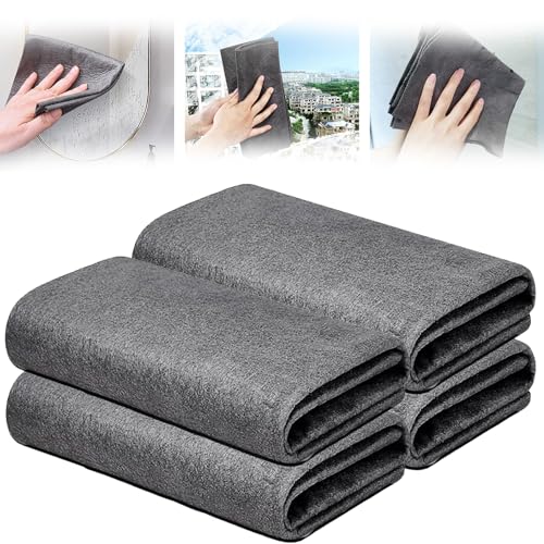Medium size Magic Cleaning Cloths for Glass 4pcs,Reusable Cleaning Rag Super Soft Premium Streak Free Washable Cloth Duster for Home,Kitchen,Cars Glass Window