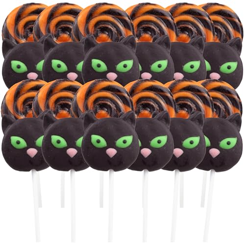 Halloween Lollipops, Candy Swirl & Cat Suckers, 24 Count | Individually Wrapped Cat And Candy Swirl Suckers, Great For Trick-Or-Treat, Party Favors, Candy Bowls - image 4