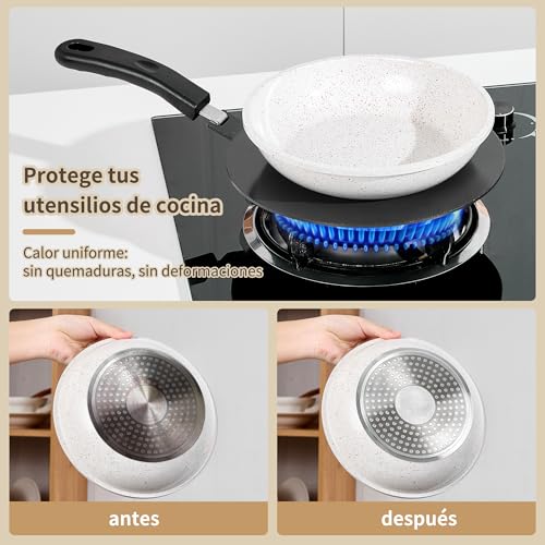 Miniatura 5 de Placa De Inducción Ø14cm Moka Con Mango Desmontable, Para Cafeteras, Cafeteras Espresso, Moka Utensilios De Cocina Pequeños. Negro Sin Decoloración