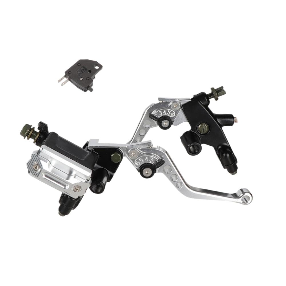Hscjmeht Silver Universal Motorcycle 7/8 Inch 22Mm Handlebar Cnc Hydraulic Brake Master Cylinder Clutch Lever Kit(Silver)