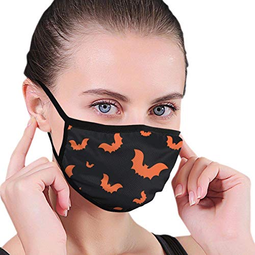 Preisvergleich Produktbild Halloween mit Orange Fledermäuse Lustige Mundmaske Unisex Erwachsene Polyester Mode Niedlichen Gesichtsschutz Anti Verschmutzung Staubmaske Wiederverwendbare fo