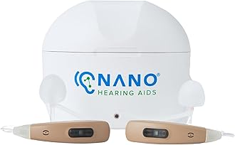 Nano Hearing Aids First Ear Plus BTE - Behind the Ear - For Adults & Seniors with Mild to Moderate Hearing Loss - Includes Rechargeable Battery, Portable Charging Case & Cable
