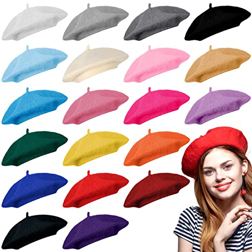 20 Pieces Wool Berets For Women French Beret Multicolored Painters Hat Winter Artist Beret Hat For Women Girls Men Party Indoor Outdoor #TOP29