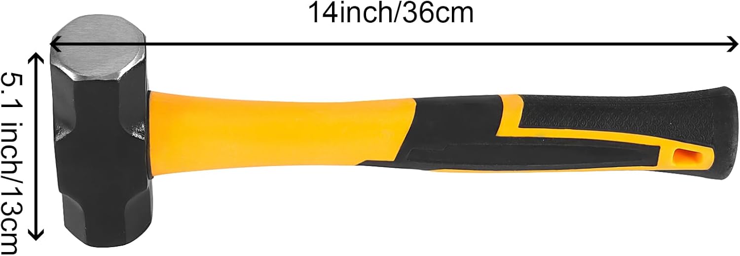 HOIGON 2 Pack 3 Lb Sledge Hammer, 14 Inch Pro-grade Sledge Hammer Tool Set with Fiberglass Handle, 1.6kg 48oz Heavy duty Stoning Club Hammer for Carpentry, Construction, Mechanic Work