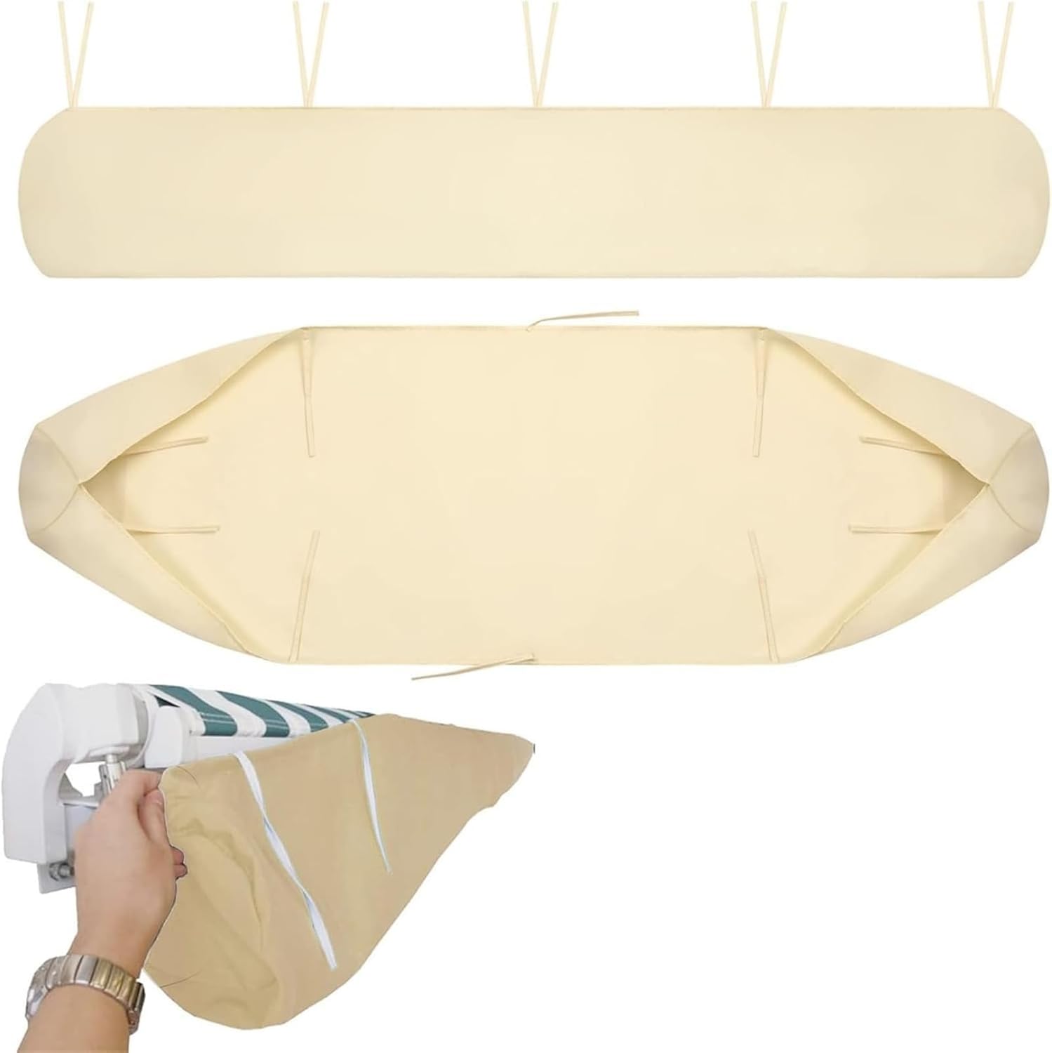 Outdoor Patio Awning Cover Waterproof 420D Oxford Fabric Dustproof Storage Bag with Drawstring for Canopy Beige (11.48ft)