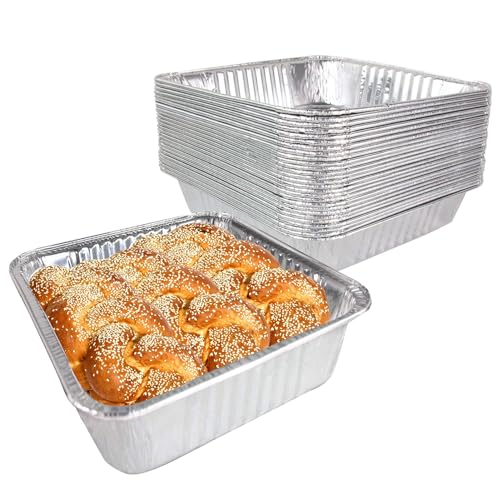 Fiauli 10/30 teglie quadrate in alluminio da 20,3 x 20,3 cm, usa e getta, contenitori per alimenti usa e getta per cucinare, cuocere, conservare, preparare alimenti, buffet, 10 pezzi