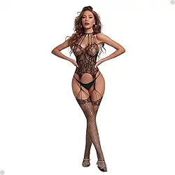 Macacão Arrastão Feminino Conjunto Lingerie Sensual Renda Bodystocking Luxo