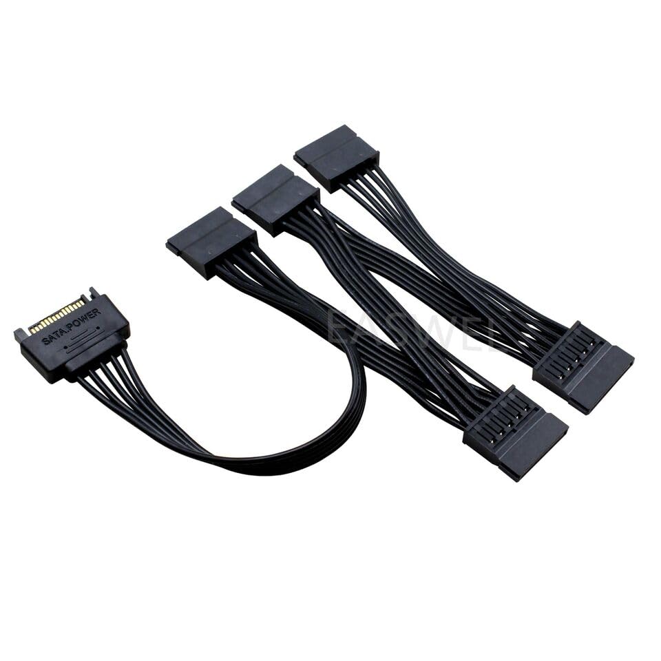 15pin SATA 1 Male To 5 Splitter Hard Drive HDD SSD Power Adapter Cable cord