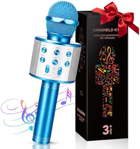 Karaoke Mikrofon Kinder Spielzeug, Geschenke Junge 4-12 Jahre | Bluetooth Drahtloses Mikrofon Spielzeug Geschenke für Kinder, Erwachsene