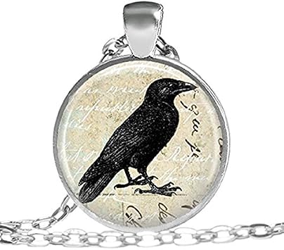 Black Crow Necklace, Black Raven Jewelry, Gothic Necklace, Primitive Crow, Art Pendant