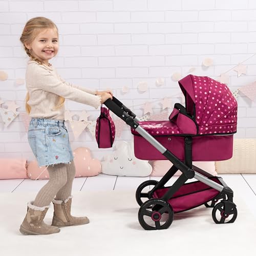 Bayer Design Pram Xeo 2-in-1 Doll Stroller for 18 Inch Dolls, Reversible Carrycot, Adjustable Handle by Bayer - Image 2