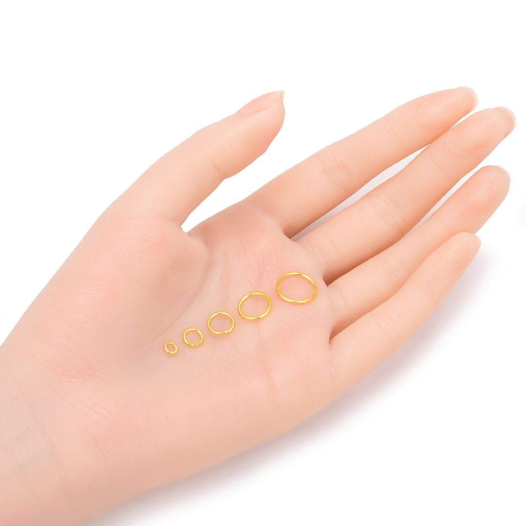 200 anillos abiertos de salto 4, 5, 7, 8, 10 o 12 mm chapado en oro de 14 K cobre CF84