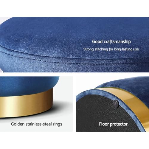 Image of Paamwood Velvet Sitting Stool - Luxurious Ottoman Footrest for Bedroom & Living Room, Wooden Sofa Side Stool, Makeup Chair, Pouf for Home & Office Decoration (Blue Pack of 6)