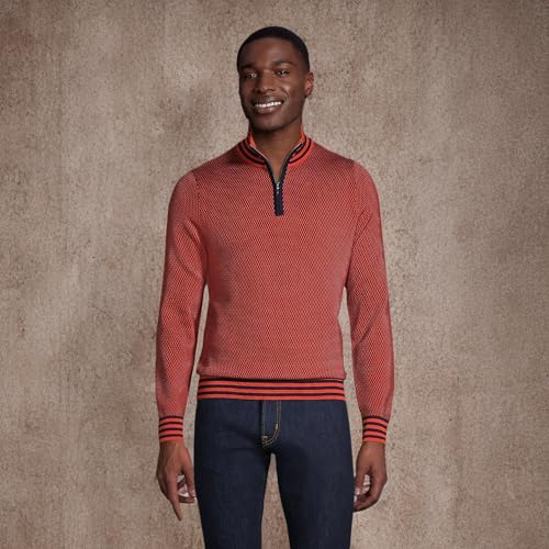Lands' End Mens Supima Quarter Zip Sweater Orange Clay Pattern Regular X-Large3
