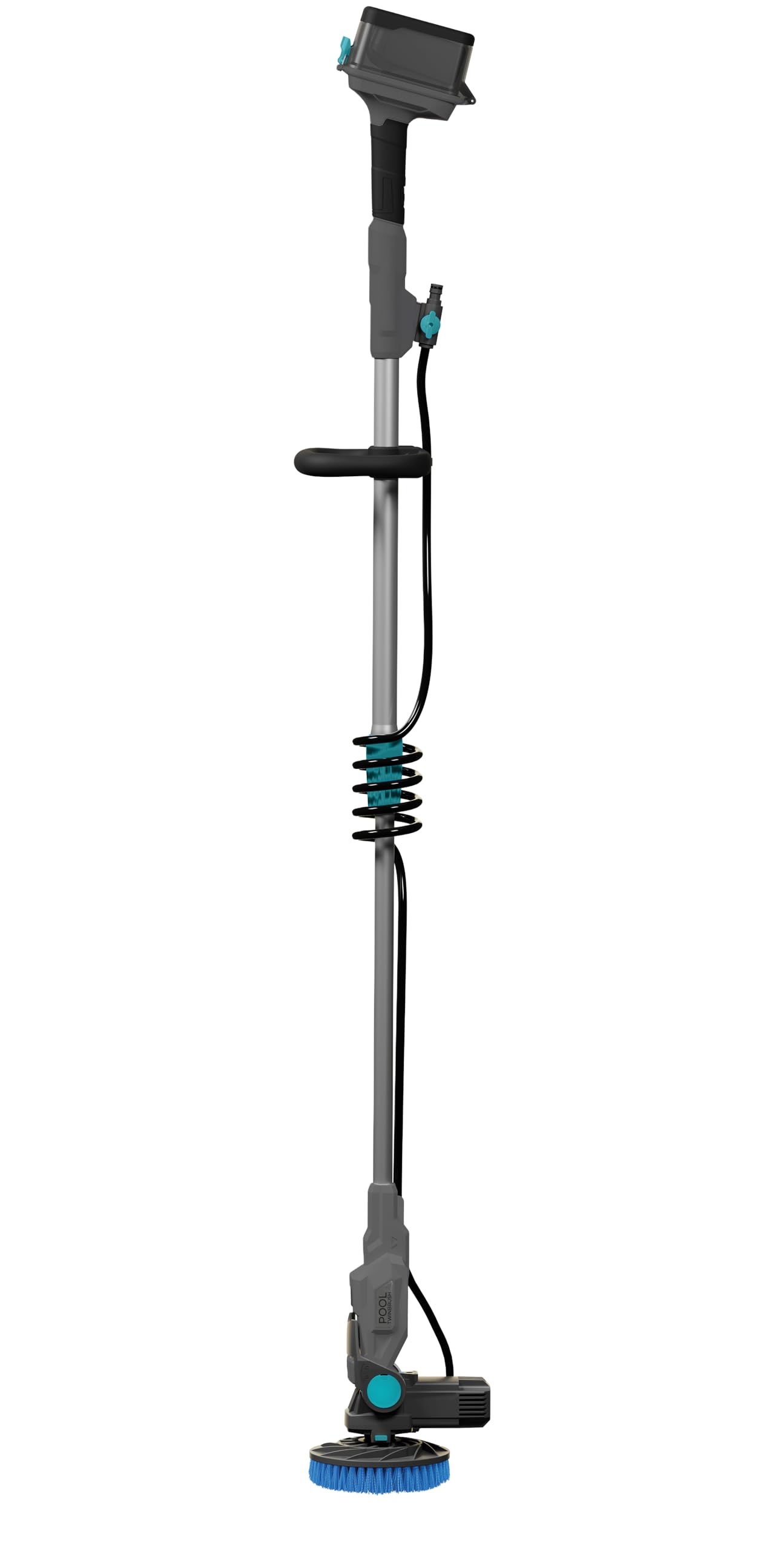 Gre - TBC60 Limpiafondos a Batería 18 V con Doble Cepillo Rotativo 2 en 1, Limpieza de Piscinas, Terrazas y Suelos Exteriores, Impermeable IPX7, Mango Telescópico, Incluye Batería y Cargador