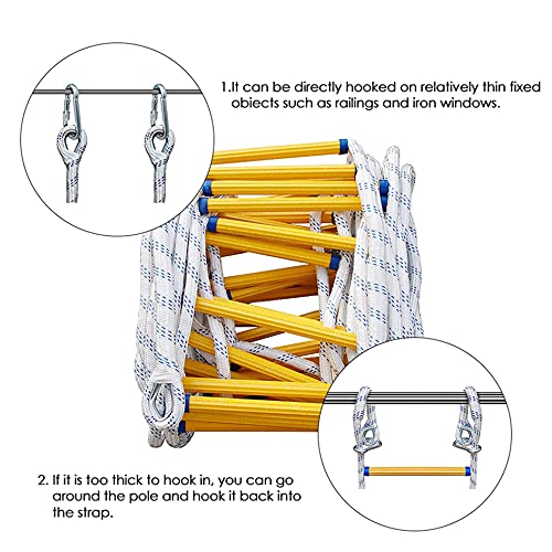Yyhj Rope Ladder Fire Escape Ladder,Portable Window Ladder,Evacuation Safety Soft Life Ladder Rope,For Roof,Playset,Swing Set,Tree House Or Fire Escape,Tested To 925 Pounds,Reusable (Size : 3M/9.8Ft) #TOP5
