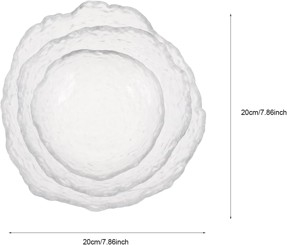 3pcs Glass Salad and Fruit Bowl Set with 4 Forks, Japanese Hammered Texture, Kitchen Dessert Serving Bowls for Dining and Entertaining