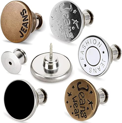 Image of 5pcs Detachable Button for Jeans - 5 Styles No Sew Metal Buttons for Denims, Waist Extender, Removable Reusable Instant Without Sewing for Trousers, Pants, Bags, Skirt (Style A)