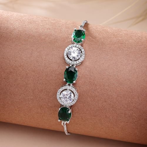 Image of ZENEME Rhodium Plated Brass Crystal Stylish Silver Plated American Diamond Melodic Opulence Bracelets For Women & Gifts For Girls Jewellery