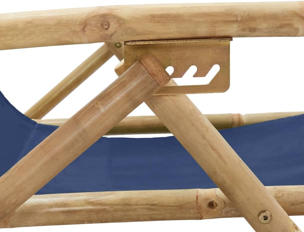 Reclining Relaxing Chair Navy Blue,Camping Chair,Patio Armchairs,Lawn Chairs,Deck Chair,Club Chairs,Bistro Chairs,Lounge Chairs,for Garden,Backyard,Lawn,Porch,Poolside,Balcony,Bamboo and Fabric