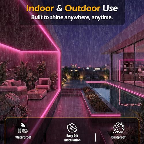 Image of Forus 10M LED Neon Strip Light Pink, 240 LEDs /M High Brightness COB Neon Rope Light, Waterproof IP65 Flexible Silicone Strip, Cuttable LED Light for Home, Bedroom, Wall Decor, Shop, Festival Lighting